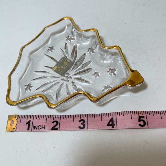 NEW Mikasa Crystal Gold-Trimmed Christmas Tree Candy Trinket Rare Poinsettia - Picture 6 of 6